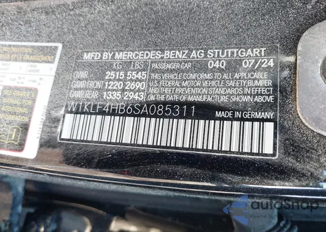 2025 Mercedes-Benz E 350 from USA, damaged, VIN W1KLF4HB6SA085311